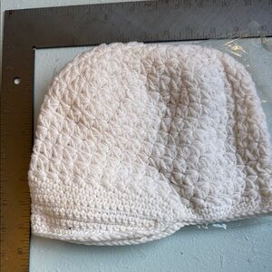 White Textured Crochet Youth Beanie